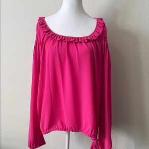 Michael Kors Fuchsia Ruffle Blouse
